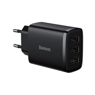 Мережевий зарядний пристрій Baseus Compact  Charger 3U 17W EU Black - Інтернет-магазин спільних покупок ToGether