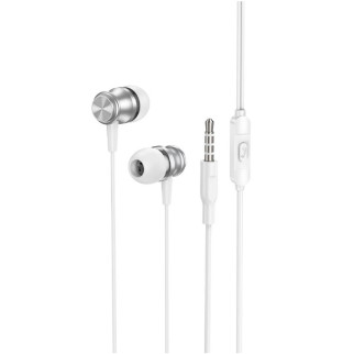 Навушники BOROFONE BM75 Platinum metal universal earphones with microphone Silver - Інтернет-магазин спільних покупок ToGether