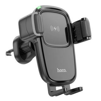 Тримач для мобiльного з БЗП HOCO HW1 Pro wireless fast charge car holder(air outlet) Black - Інтернет-магазин спільних покупок ToGether