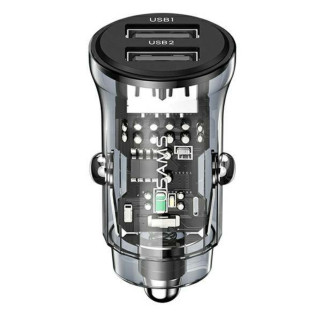 АЗП Usams US-CC162 C31 15W Transparent Dual USB A+A Mini Car Charger - Інтернет-магазин спільних покупок ToGether