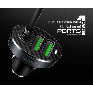 Автомобільний зарядний пристрій CHAROME C7 4-Port Front and Back Seat Car Charger Black - Інтернет-магазин спільних покупок ToGether