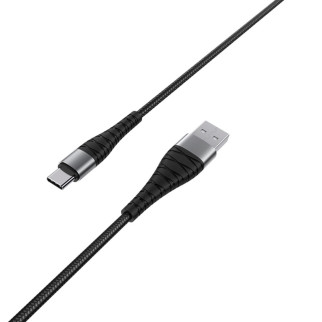 Кабель BOROFONE BX32 USB to Type-C 2.4A, 1m, nylon, aluminum+TPE connectors, Black - Інтернет-магазин спільних покупок ToGether