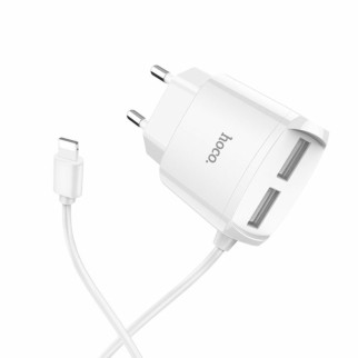 Мережевий зарядний пристрій HOCO C59A Mega joy double port charger for iP White - Інтернет-магазин спільних покупок ToGether