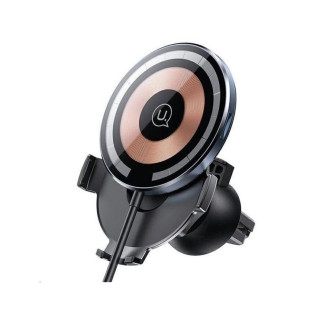 Тримач для мобільного Usams US-CD164 Magnetic Car Wireless Charging Phone Holder (Air Vent) 15W (With Magnetic Ring) Transparent - Інтернет-магазин спільних покупок ToGether