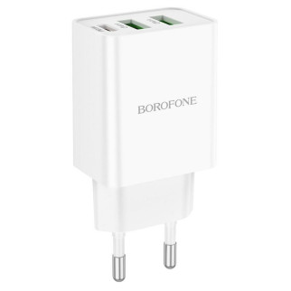 Мережевий зарядний пристрій BOROFONE BA70A Quick three-port PD20W (1C2A) charger White - Інтернет-магазин спільних покупок ToGether