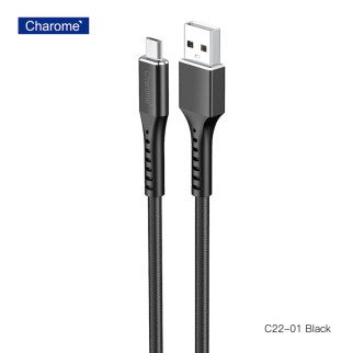 Кабель CHAROME C22-01 USB-A to Micro aluminum alloy charging data cable Black - Інтернет-магазин спільних покупок ToGether
