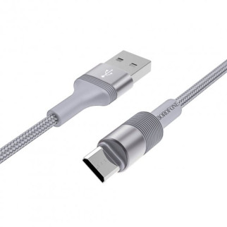 Кабель BOROFONE BX21 USB to Micro 2.4A, 1m, nylon, aluminum connectors, Metal Gray - Інтернет-магазин спільних покупок ToGether