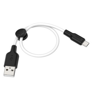Кабель HOCO X21 Plus USB to Micro 2.4A, 0.25m, silicone, silicone connectors, Black+White - Інтернет-магазин спільних покупок ToGether