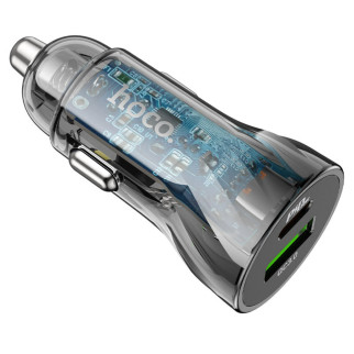 Автомобільний зарядний пристрій HOCO Z47A Transparent Discovery Edition dual port PD30W+QC3.0 car charger set(C to iP) Transparent Black - Інтернет-магазин спільних покупок ToGether