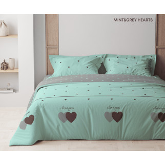 Комплект постільної білизни ТЕП "Happy Sleep" Mint&amp;Grey Hearts, 50x70 євро - Інтернет-магазин спільних покупок ToGether