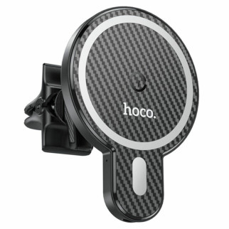 Тримач для мобiльного з БЗП HOCO CA85 Ultra-fast magnetic wireless charging car holder Black - Інтернет-магазин спільних покупок ToGether