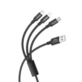 Кабель HOCO X14 3-in-1 Times speed charging cable iP+Micro+Type-C Black - Інтернет-магазин спільних покупок ToGether