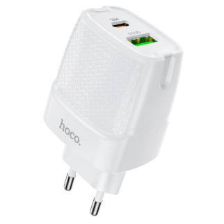 Мережевий зарядний пристрій HOCO C85A Bright dual port PD20W+QC3.0 charger White - Інтернет-магазин спільних покупок ToGether