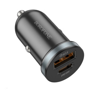 Автомобільний зарядний пристрій BOROFONE BZ22 Scenery dual port PD30W+QC3.0 car charger Black - Інтернет-магазин спільних покупок ToGether