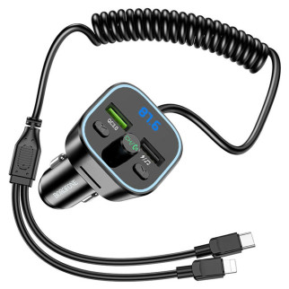 АЗП з FM-модулятором BOROFONE BC45 Prestige QC3.0 2-in-1 car BT FM transmitter with cable 18W Black - Інтернет-магазин спільних покупок ToGether