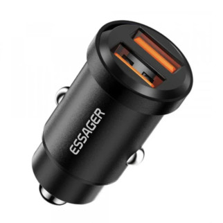 Автобільний зарядний пристрій ESSAGER Gyroscope Mini Charger USB-A + USB-A 30W Black - Інтернет-магазин спільних покупок ToGether