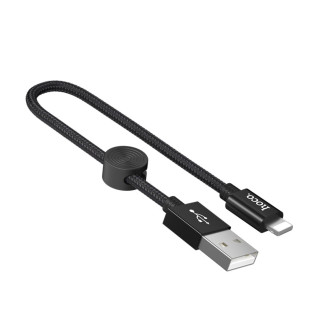 Кабель HOCO X35 USB to iP 2.4A, 0.25m, nylon, aluminum connectors, Black - Інтернет-магазин спільних покупок ToGether