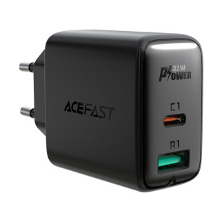 Мережевий зарядний пристрій ACEFAST A5 PD32W(USB-C+USB-A) dual port charger Black - Інтернет-магазин спільних покупок ToGether