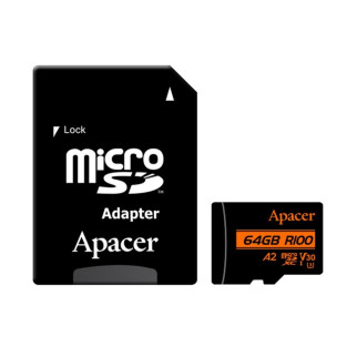 microSDXC (UHS-1 U3) Apacer A2 64Gb class 10 V30 (R100MB/s, W80MB/s) (adapter SD) - Інтернет-магазин спільних покупок ToGether