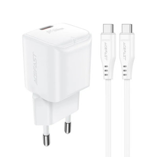 Мережевий зарядний пристрій ACEFAST A73 mini PD20W GaN single USB-C charger set (C3-03) White - Інтернет-магазин спільних покупок ToGether