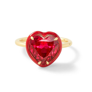 Срібна каблучка "Червоне серце"  з позолотою - Інтернет-магазин спільних покупок ToGether