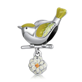 Срібна намистина "Пташка з лотосом" - Інтернет-магазин спільних покупок ToGether