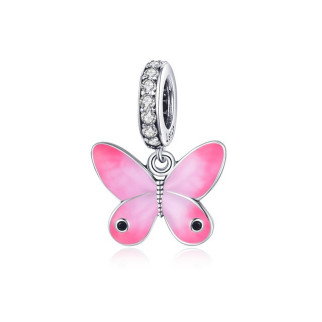 Срібний намистина-підвіска "Рожевий метелик" - Інтернет-магазин спільних покупок ToGether