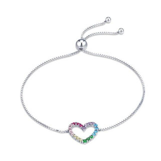 Срібний регульований браслет "Різнокольорове сердечко" - Інтернет-магазин спільних покупок ToGether