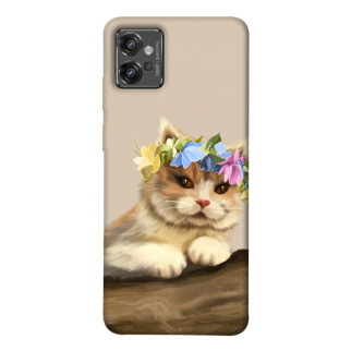Чохол itsPrint Cat in flowers для Motorola Moto G32 - Інтернет-магазин спільних покупок ToGether