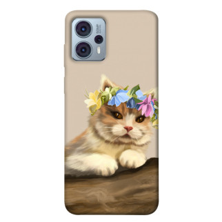 Чохол itsPrint Cat in flowers для Motorola Moto G23 - Інтернет-магазин спільних покупок ToGether