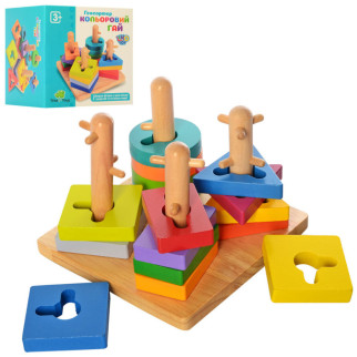 Деревяна іграшка Геометрика MD 2370 пірамідка-ключ, 16 фігур - Інтернет-магазин спільних покупок ToGether