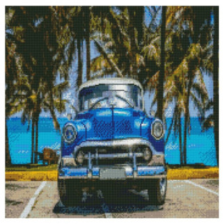 Алмазна мозаїка "Синій ретро автомобіль" Strateg GA0011 50х50 см - Інтернет-магазин спільних покупок ToGether