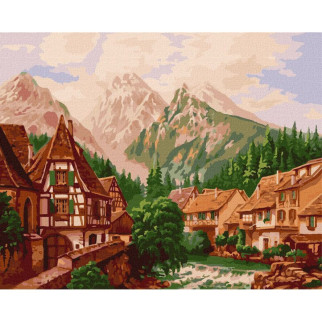 Картина за номерами "Містечко в горах" ©Сергій Лобач Ідейка KHO2880 40х50 см - Інтернет-магазин спільних покупок ToGether