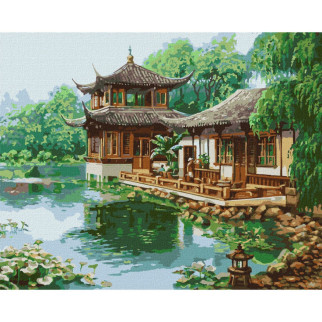 Картина за номерами "Китайський будиночок" ©Сергій Лобач Ідейка KHO2881 40х50 см - Інтернет-магазин спільних покупок ToGether