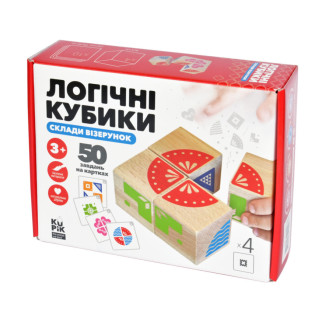 Навчальні логічні кубики "Склади візерунок" Igroteco 900477, 50 завдань на картках - Інтернет-магазин спільних покупок ToGether