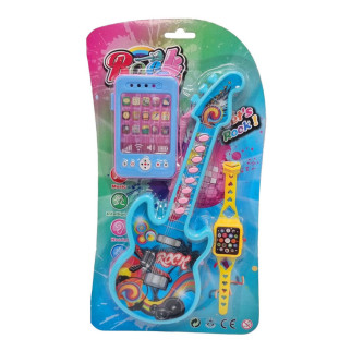 Дитяча іграшка "Гітара" Bambi 8120-2 з наручним годинником та телефоном (Синій) - Інтернет-магазин спільних покупок ToGether