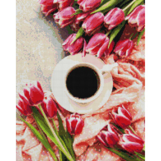 Алмазна мозаїка "Тюльпані до каві" Brushme DBS1047 40х50 см - Інтернет-магазин спільних покупок ToGether