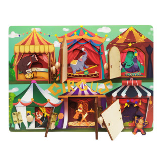Дерев'яна іграшка Бізіборд MD 2896 двері та вікна відчиняються  (Цирк) - Інтернет-магазин спільних покупок ToGether