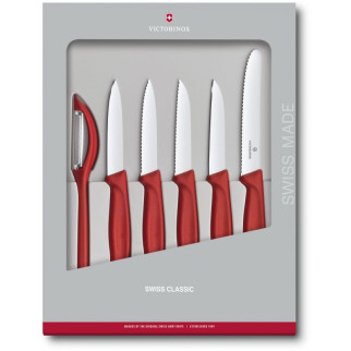 Набір кухонних овочевих ножів та овочечистки Victorinox Swiss Classic Paring Set 6 предметів Червоний (6.7111.6G) - Інтернет-магазин спільних покупок ToGether