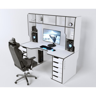 Геймерський ергономічний стіл ZEUS Viking-3М, 180х85 (80) см, білий/чорний - Інтернет-магазин спільних покупок ToGether
