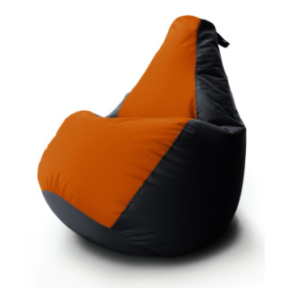 Крісло мішок Груша Coolki комбі XXL 90x130 Чорний з Оранжевим 06 Оксфорд 600D - Інтернет-магазин спільних покупок ToGether