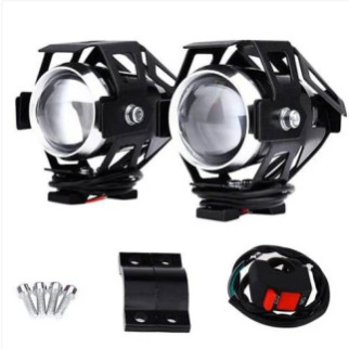 Фари прожектори для мотоцикла CREE U5 LED 12В 3000лм + кнопка, чорні - Інтернет-магазин спільних покупок ToGether