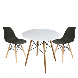 Круглий стіл JUMI Scandinavian Design black 80см. + 2 сучасні скандинавські стільці - Інтернет-магазин спільних покупок ToGether