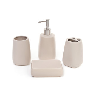 Набір для ванної кімнати бежевий 4 предмети (дозатор, підставка для зубних щіток, склянка, мильниця) BonaDi 851-223 - Інтернет-магазин спільних покупок ToGether