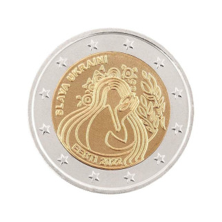 Монета Mine Естонія 2 євро 2022 року Слава Україні 25 мм Золотистий (hub_nml523) - Інтернет-магазин спільних покупок ToGether