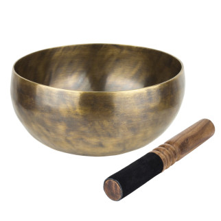 Тибетська співоча чаша Singing bowl Ручна холодна ковка 23,3/23,3/11,5 см Бронзовий (27410) - Інтернет-магазин спільних покупок ToGether