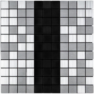 Самоклеюча алюмінієва срібна плитка з чорним мозаїка 300х300х3мм SW-00001825 (D) Sticker Wall - Інтернет-магазин спільних покупок ToGether