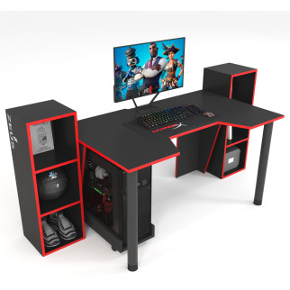 Геймерський стіл ZEUS-Game™ GAMER-5 чорний-червоний - Інтернет-магазин спільних покупок ToGether