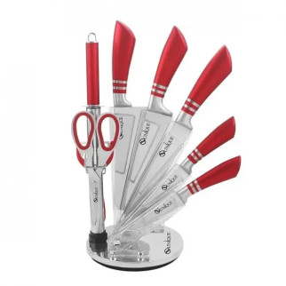 Набір ножів для кухні Unique UN-1832 на 9 предметів з ножицями та овочечисткою червоний (2075750404) - Інтернет-магазин спільних покупок ToGether