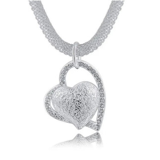 Підвіска з ланцюжком срібне Серце в серці сріблясте 3 см - Інтернет-магазин спільних покупок ToGether